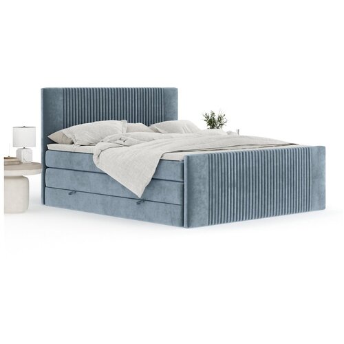 Maison de R&amp;ecirc;ve Modra boxspring postelja s prostorom za shranjevanje 180x200 cm Bergamo &amp;ndash; Slike