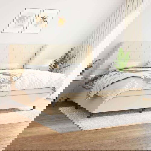  Krevet s oprugama i madracem krem 200 x 200 cm od tkanine Cijene