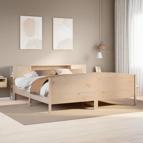 VidaXL Krevet s regalom za knjige bez madraca 180x200 cm od borovine Slike