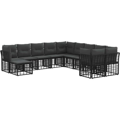  Set vanjskih sofa s jastukom 11 pcs Crna i tamno siva Poliester Cijene