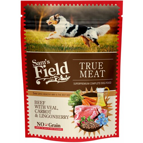 Sams Field Dog Vrećica Adult govedina, teletina, šargarepa i brusnica, potpuna vlažna hrana za odrasle pse 260g Slike