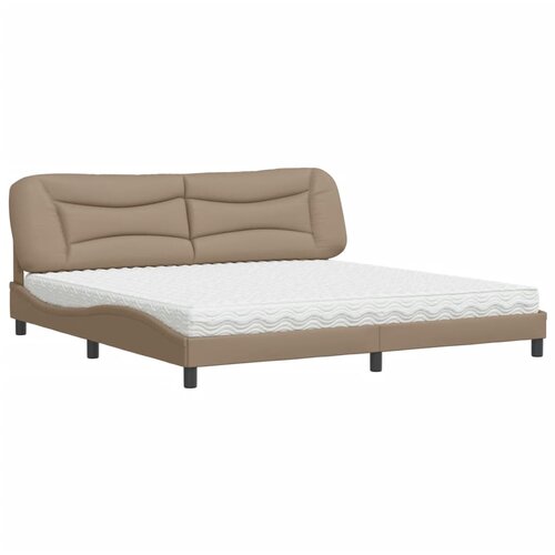 VidaXL Postelja z vzmetnico kapučino 200x200 cm umetno usnje, (21165991) Slike