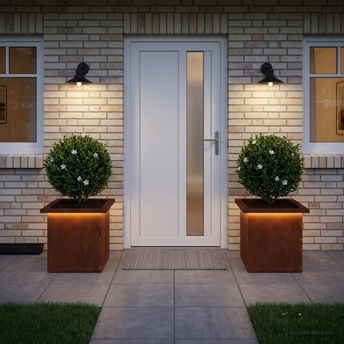  Vrtna posuda za sadnju s LED svjetlom 2 kom. Rđa - Otporni čelik 30 x 30 x 30 cm 2 Slike