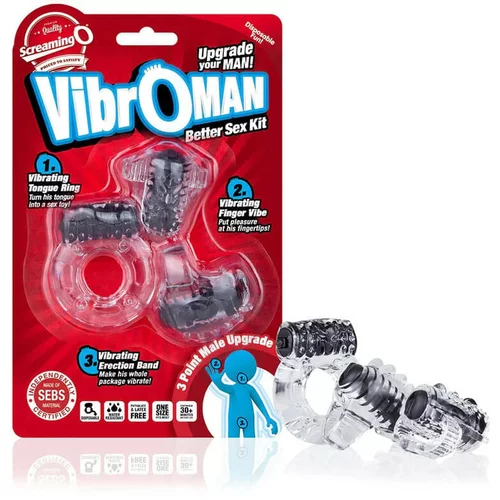 Screaming O Screaming Vibroman - set vibrirajućih prstenova za penis - crni (3 dijela)