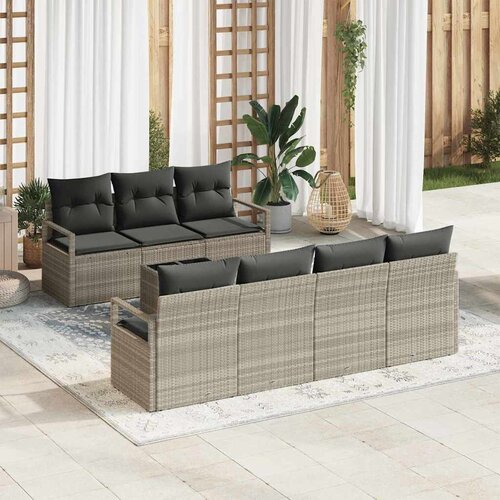  Set sofe s jastukom 8 pcs Svjetlosiva poliratan Cene