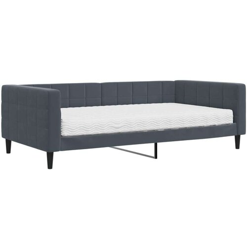 VidaXL Dnevni krevet s madracem tamnosivi 100 x 200 cm bar&amp;scaron;unasti Slike