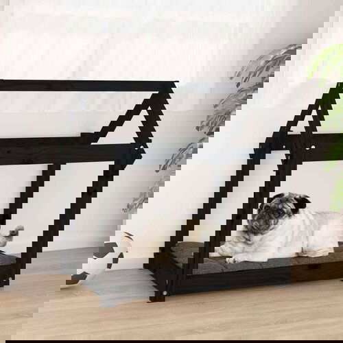  Krevet za pse crni 71 x 55 x 70 cm od masivne borovine Slike