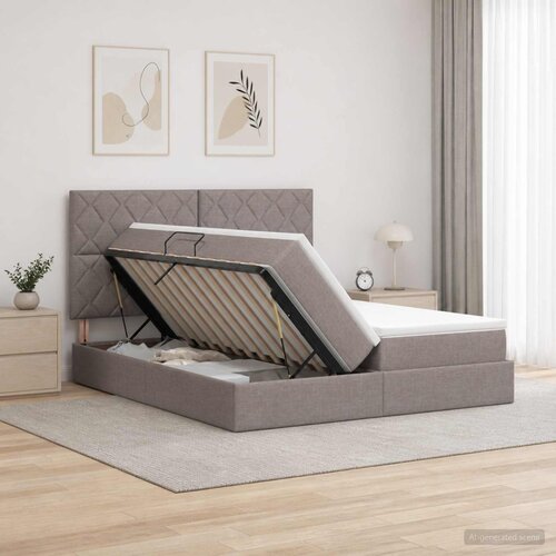  Krevet s od storage s uzglavljem Sivosmeđa 180 x 200 cm Tkanina Cijene