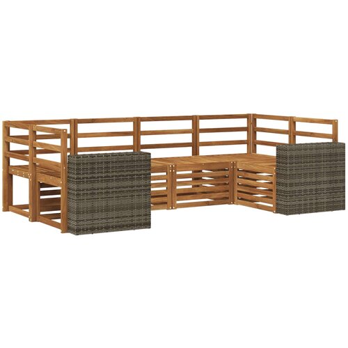  Set vanjskih sofa 6 kom. Prirodna Čvrsto drvo akacije Smeđa 245 x 136,5 x 73 cm Slike