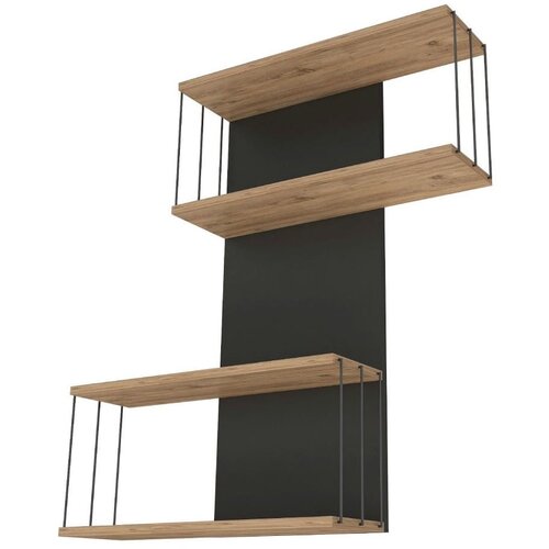 Kalune Design Antracitno siva/u prirodnoj boji polica s vi&amp;scaron;e razina u dekoru bora 65 cm Destan &amp;ndash; Slike