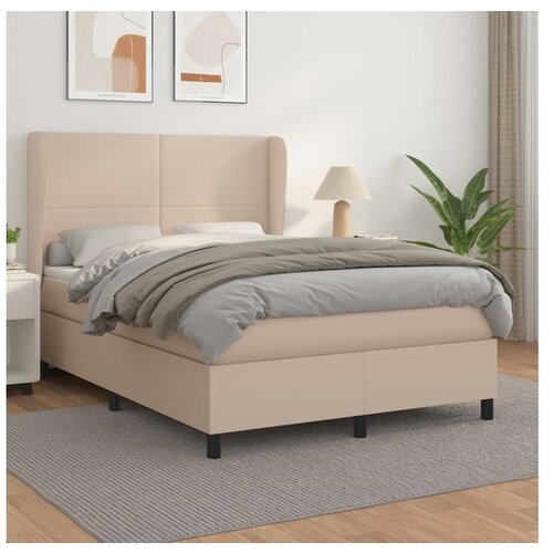 vidaXL Krevet s oprugama i madrac cappuccino 140x190cm od umjetne kože Cijene