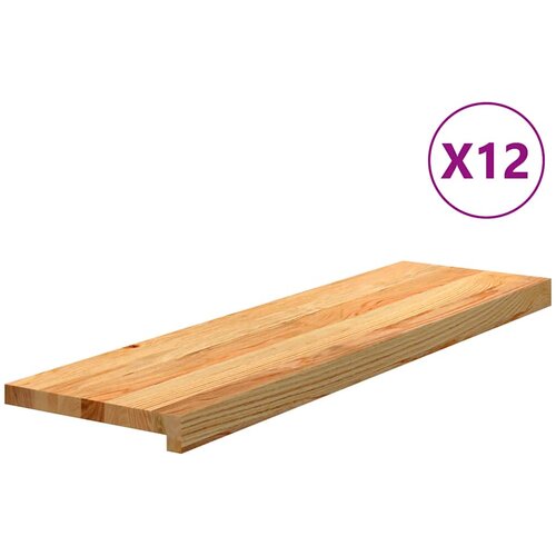 vidaXL podloge za stopnice 12 kosov rjave 90x25x2 cm trdna hrastovina Cene