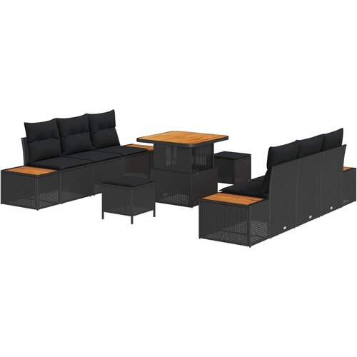  Sjedeća garnitura za vrt 9 kom. 8-Broj sjedala Crna 173 x 62 x 85 cm Slike