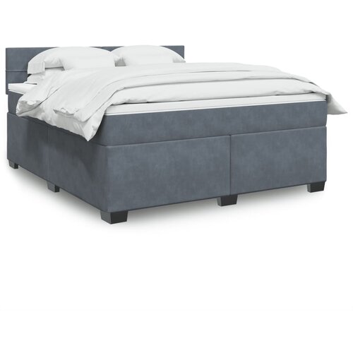 vidaXL Box spring postelja z vzmetnico temno siva 180x200 cm žamet Cene