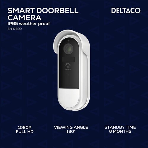 Deltaco SMART HOME WiFi Zvon za vrata s kamero, 2MP, PIR, IP65 certifikat, IR 5m, microSD BELO Slike