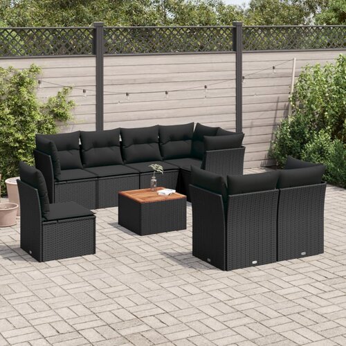 vidaXL 9-dijelni set vrtnih sofa s jastucima crni od poliratana Cijene