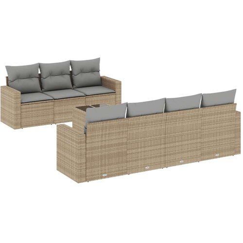 VidaXL 8-dijelni set vrtnih sofa od poliratana s jastucima bež Slike