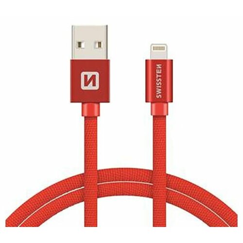 Swissten data kabl tekstil USB na iPhone 1.2m crveni Cene