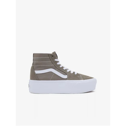 Vans Khaki Womens Ankle Sneakers with Suede Details on the S Platform - Women