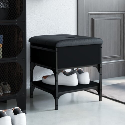  The Living Store Klop za čevlje črna 42x42x45 cm inženirski les - Klop Za Čevlje, (21444158) Slike