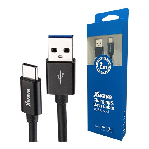 X Wave USB-A na USB-C kabl 2 m, 3A, crni Slike