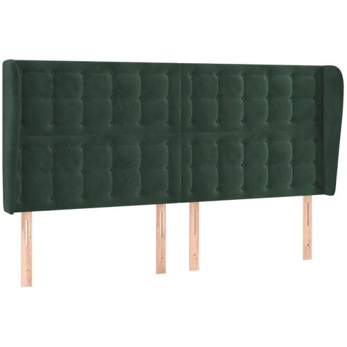 VidaXL Vzglavje z u&amp;scaron;esi temno zeleno 183x23x118/128 cm žamet, (20935940) Slike