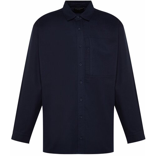 Trendyol Men's Navy Blue Gabardine Relaxed Fit Limited Edition Shirt Jacket. Slike