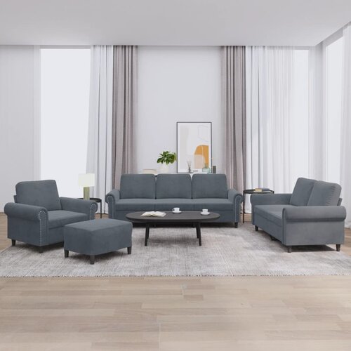 4-dijelni set sofa s jastucima tamnosivi bar&scaron;unasti Cijene