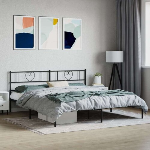 Metalni okvir za krevet s uzglavljem crni 183x213 cm Slike