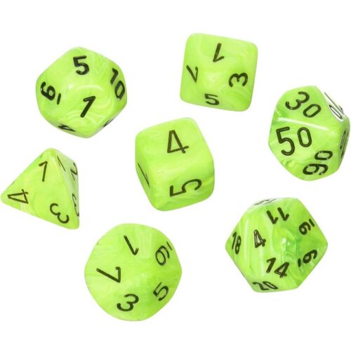 Chessex Kockice - Vortex - Polyhedral - Bright Green &amp;amp; Black (7) Slike