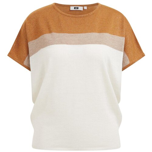 WE Fashion Pulover svetlo bež / karamel / bela Slike