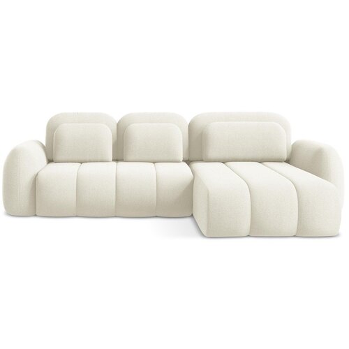 Makamii Bež sklopiva/s prostorom za odlaganje kutna garnitura od boucl&amp;eacute; tkanine (s desnim kutom/s ležaljkom) Pele &amp;ndash; Slike