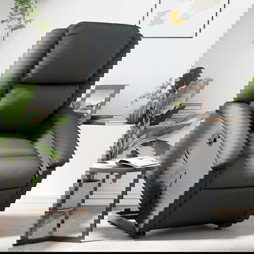 vidaXL naslanjač s funkcijo vstajanja črno pravo usnje Cene