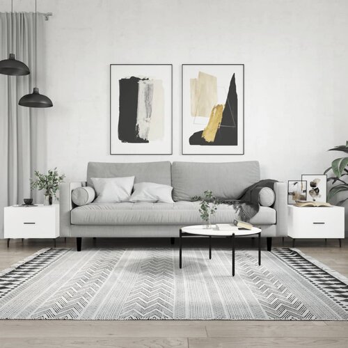 The Living Store Klubska mizica 2 kosa visok sijaj bela 50x50x40 cm inžen. les - Klubska Mizica, (21573743) Cene