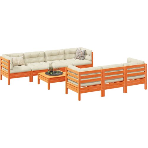 vidaXL 8-dijelni set vrtnih sofa s jastucima voštano smeđi od borovine Cijene