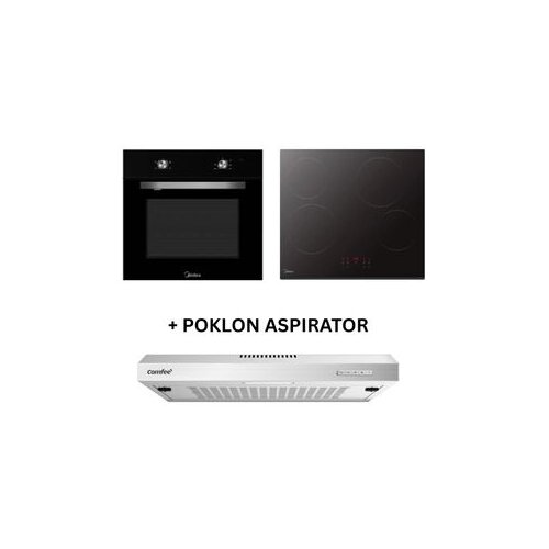 Midea Ugradna rerna MD65M40M0-00 + Ugradna ploča MC-6F6004R242 + Poklon Comfee aspirator KWH-SLIF17SS-60 Cene