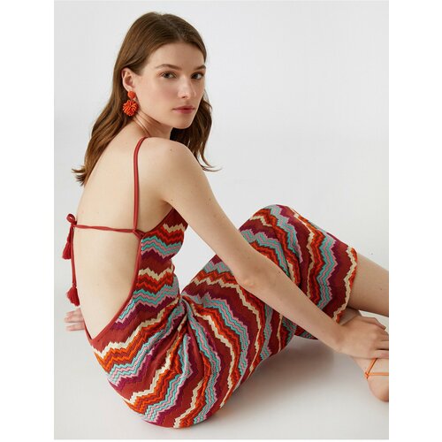 Koton Crochet Knit Long Dress with Open Back Slike