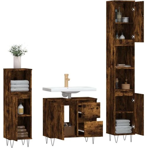 vidaXL 3-dijelni set kupaonskog namje&scaron;taja boja hrasta drveni Cijene