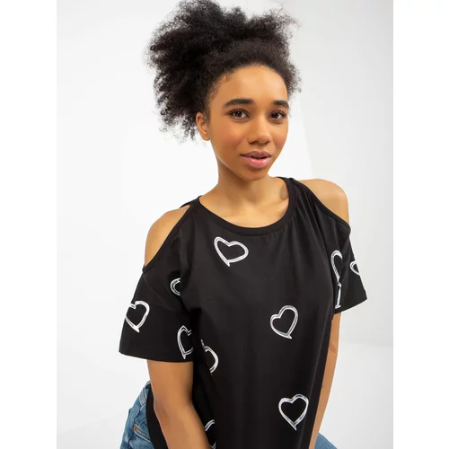 Fashion Hunters Lady's black blouse with heart print