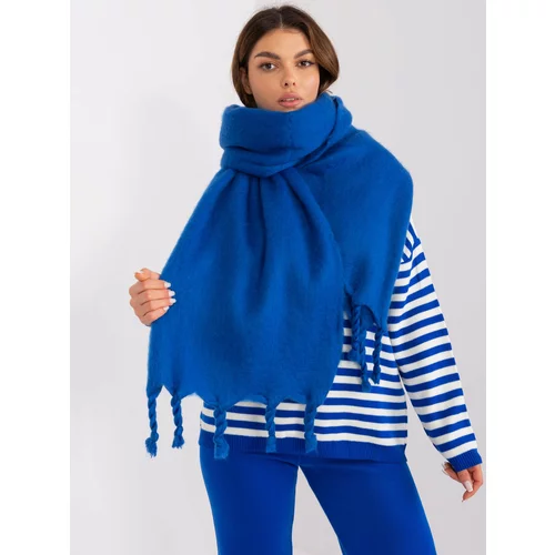 Fashion Hunters Dark blue wide scarf with fringe
