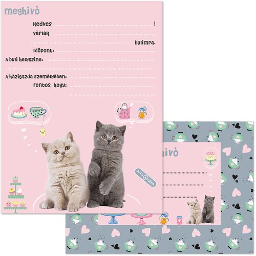 Ars Una Cute Animals čajanka z mačkami, 10-delni komplet vabil z ovojnicami Cene