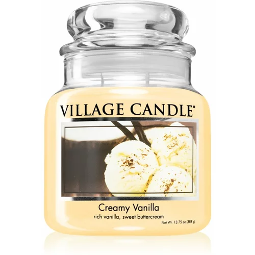 Village Candle Creamy Vanilla dišeča sveča (Glass Lid) 389 g