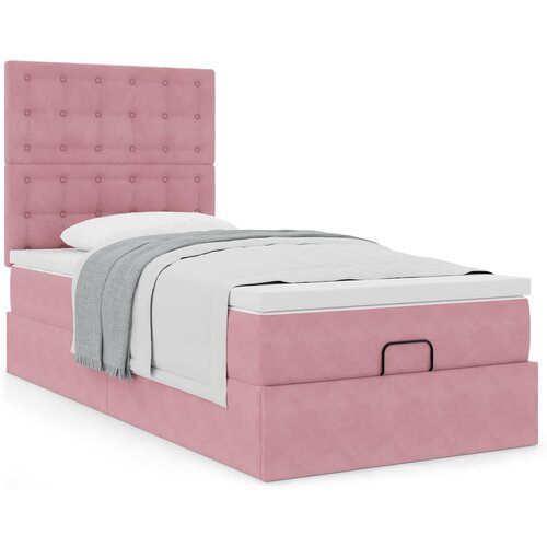 VidaXL Otomanski posteljni okvir z vzmetnicami roza 90x200cm žamet Slike