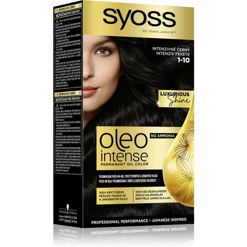 Syoss Oleo Intense Permanent Oil Color trajna oljna barva za lase brez amonijaka 50 ml odtenek 1-10 Intense Black