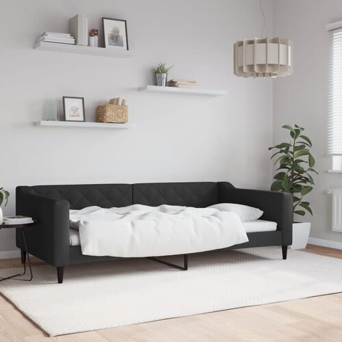  Dnevni krevet crni 100 x 200 cm od tkanine Cene