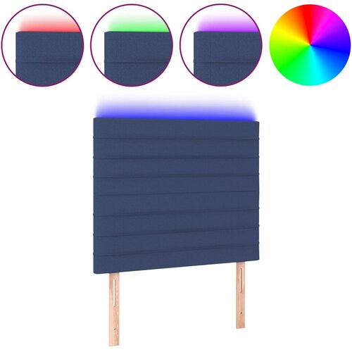 Maison Chic LED Posteljno vzglavje - Vzglavna omarica - Nočna omarica modro 100x5x118/128 cm blago, (21708375) Slike
