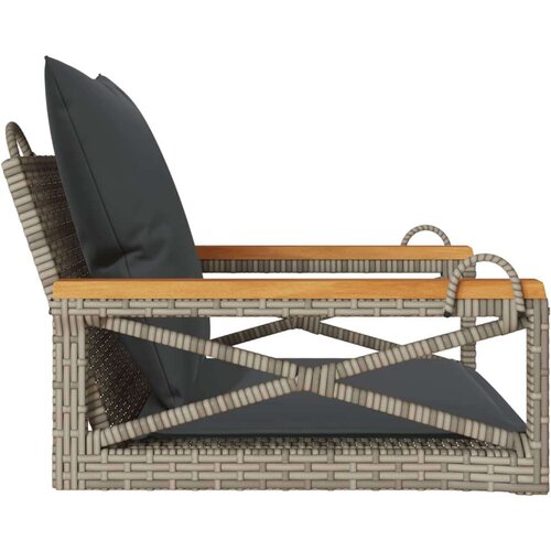 VidaXL Klupa za ljuljanje s jastucima siva 63x62x40 cm od poliratana Slike