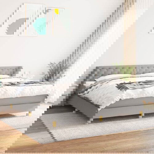 The Living Store Box spring postelja z vzmetnico svetlo siva 160x200 cm žamet - Box Spring Postelja, (21492479) Slike