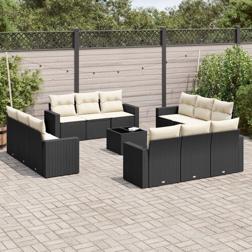  13-dijelni set vrtnih sofa s jastucima poliratan crni Cene