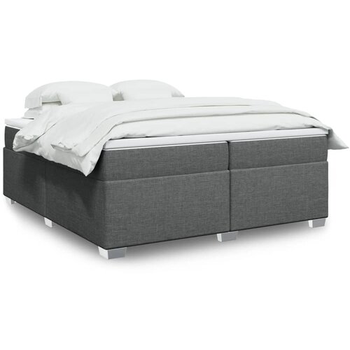 VidaXL Krevet s oprugama i madracem tamnosivi 200 x 200 cm od tkanine Slike